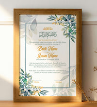 Load image into Gallery viewer, Muslim Nikah Nama Frame Marriage certificate with Wooden Acrylic frame
