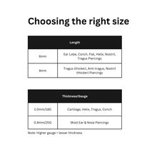 Load image into Gallery viewer, Implant Grade Titanium • Nickelfree, Waterproof &amp; Hypoallergenic • Push Pin Labret • Threadless Flat Back Earring • Tragus Stud • Flat Back Stud • Helix Stud • Cartilage • Nose Stud
