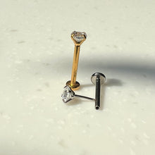 Load image into Gallery viewer, Implant Grade Titanium • Nickelfree, Waterproof &amp; Hypoallergenic • Push Pin Labret • Threadless Flat Back Earring • Tragus Stud • Flat Back Stud • Helix Stud • Cartilage • Nose Stud
