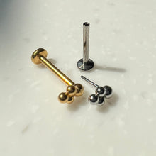 Load image into Gallery viewer, Implant Grade Titanium • Nickelfree, Waterproof &amp; Hypoallergenic • Push Pin Labret • Threadless Flat Back Earring • Tragus Stud • Flat Back Stud • Helix Stud • Cartilage • Nose Stud
