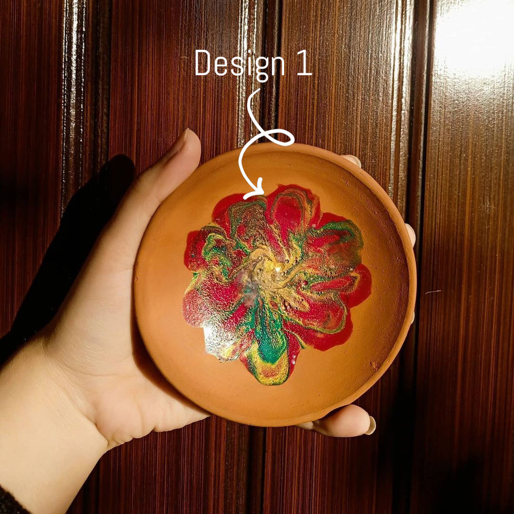 Hand Painted Terracotta Plates For Decoration - Customization Of Colors & Initials Available
