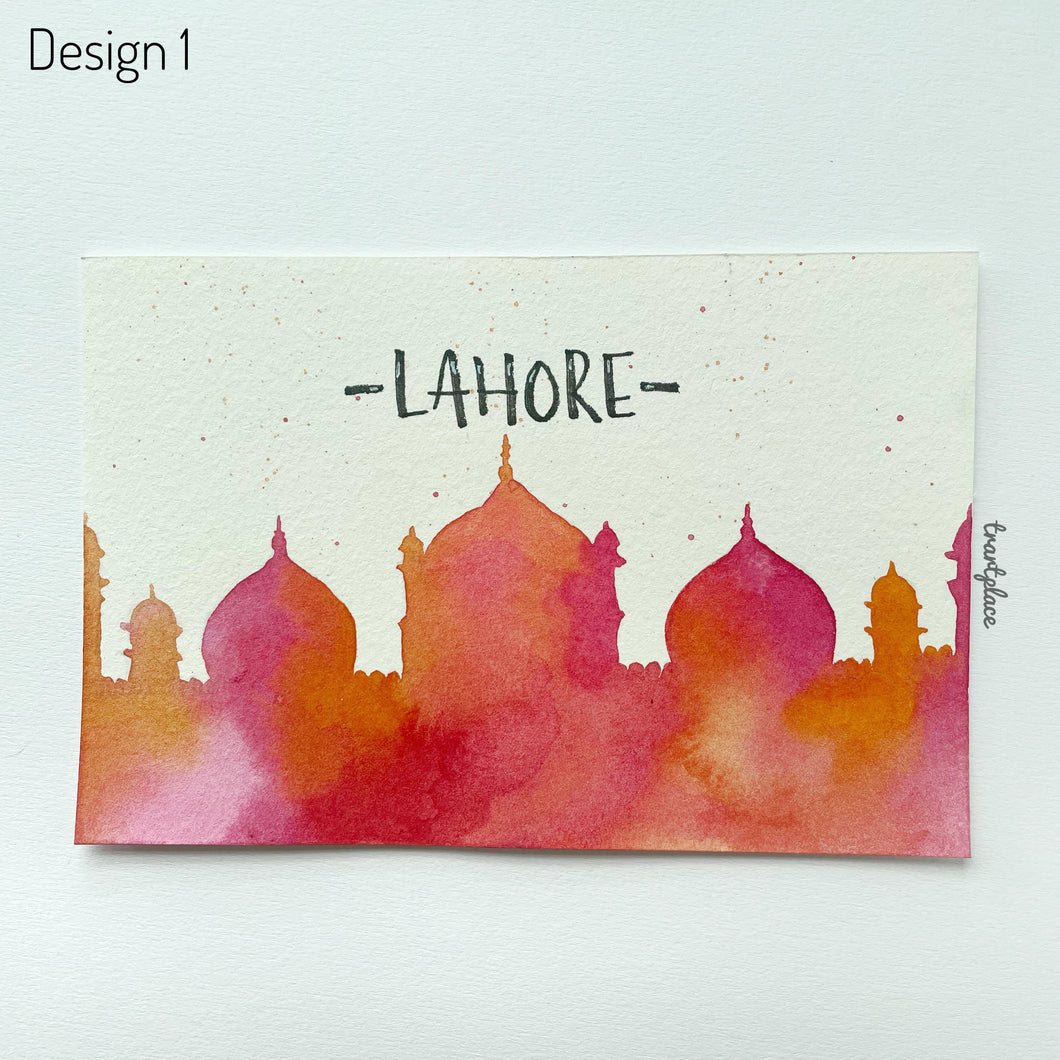 Lahore - Hand-painted Watercolor Postcard