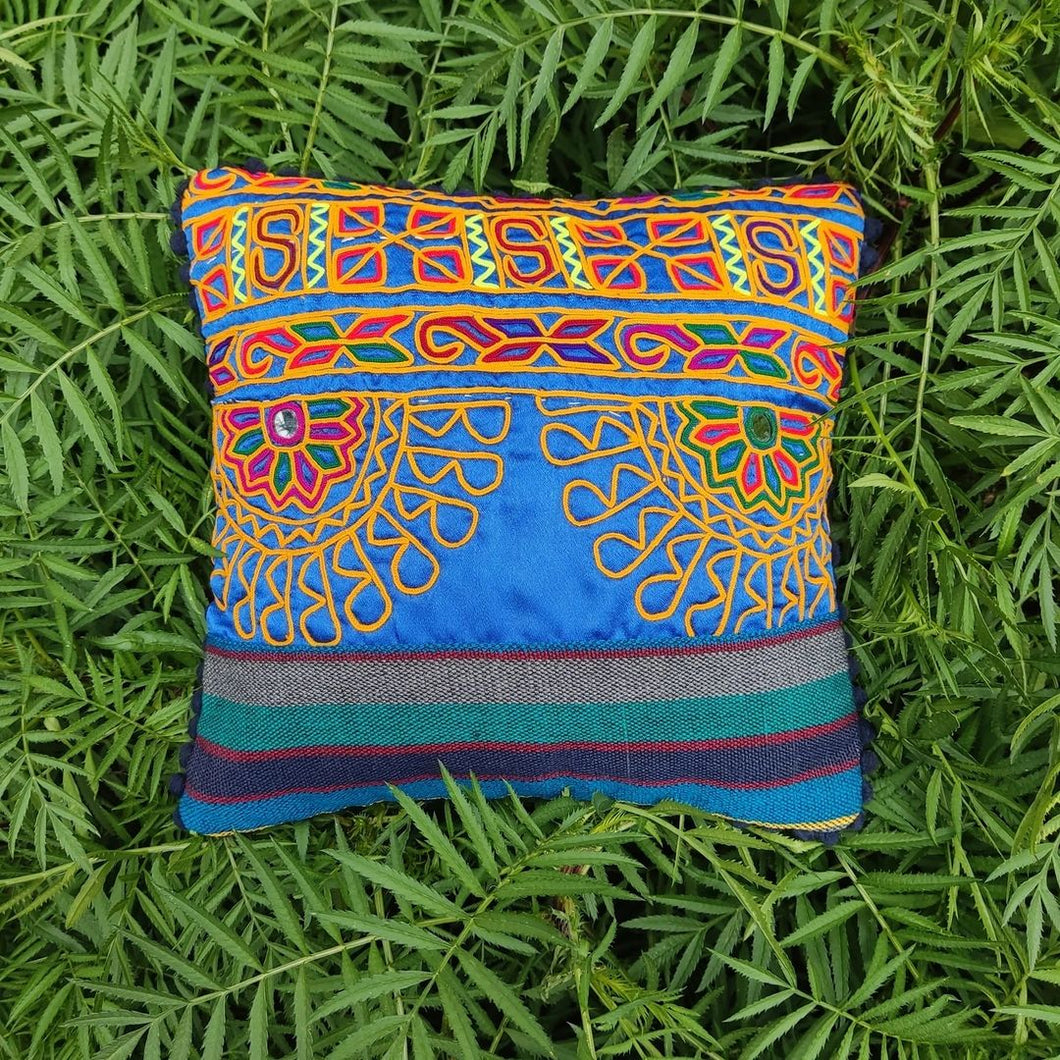 Azure Yellow Handmade Cushion | 10x10 Size
