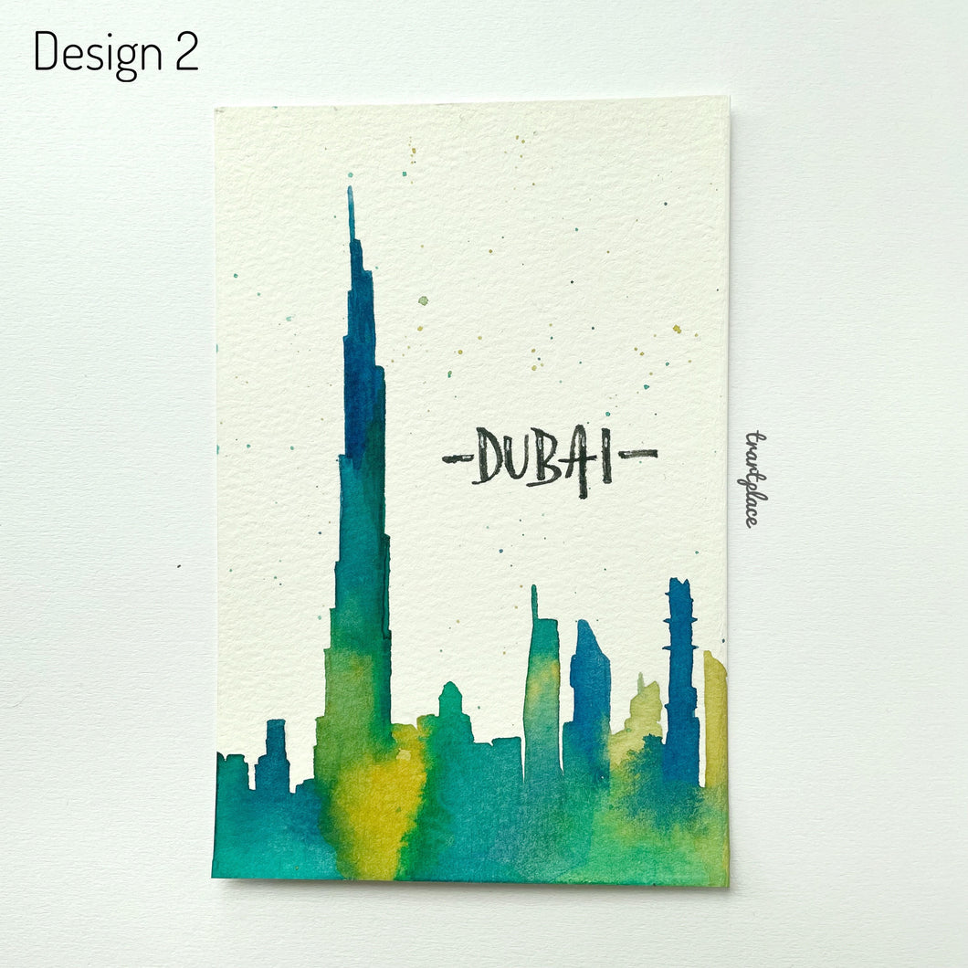 Dubai - Hand-painted Watercolor Postcard