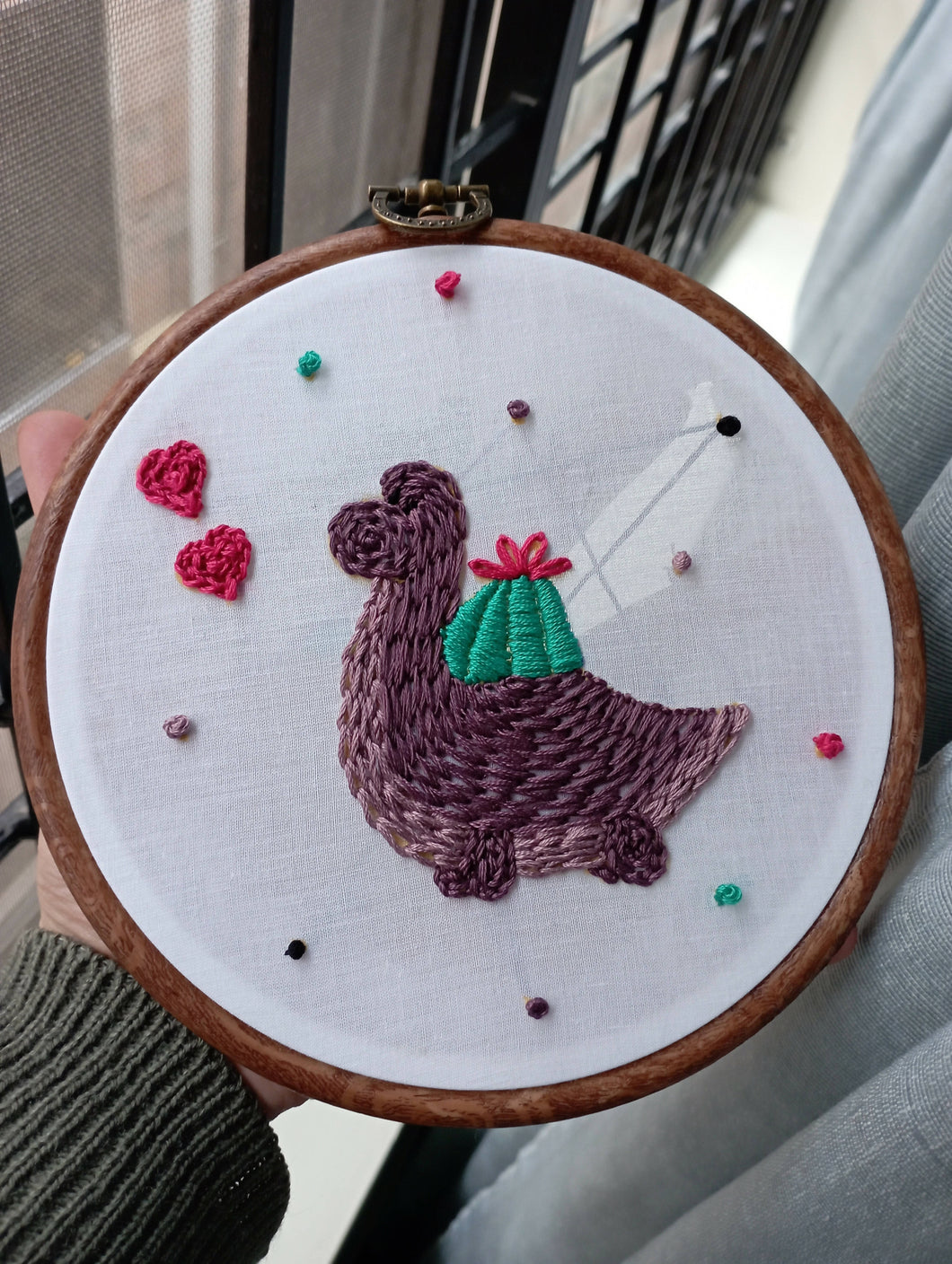 Dinosaur Embroidered Wall Hanging