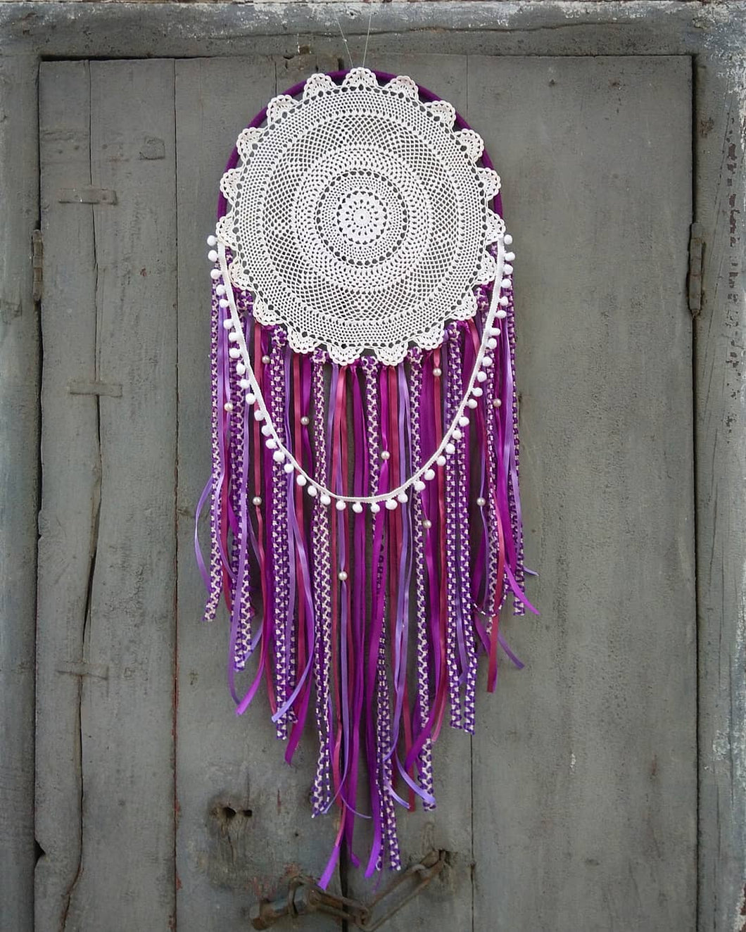 Purple Dream Catcher - Boho Wall Hanging | Handmade Yarn Wall Hanging