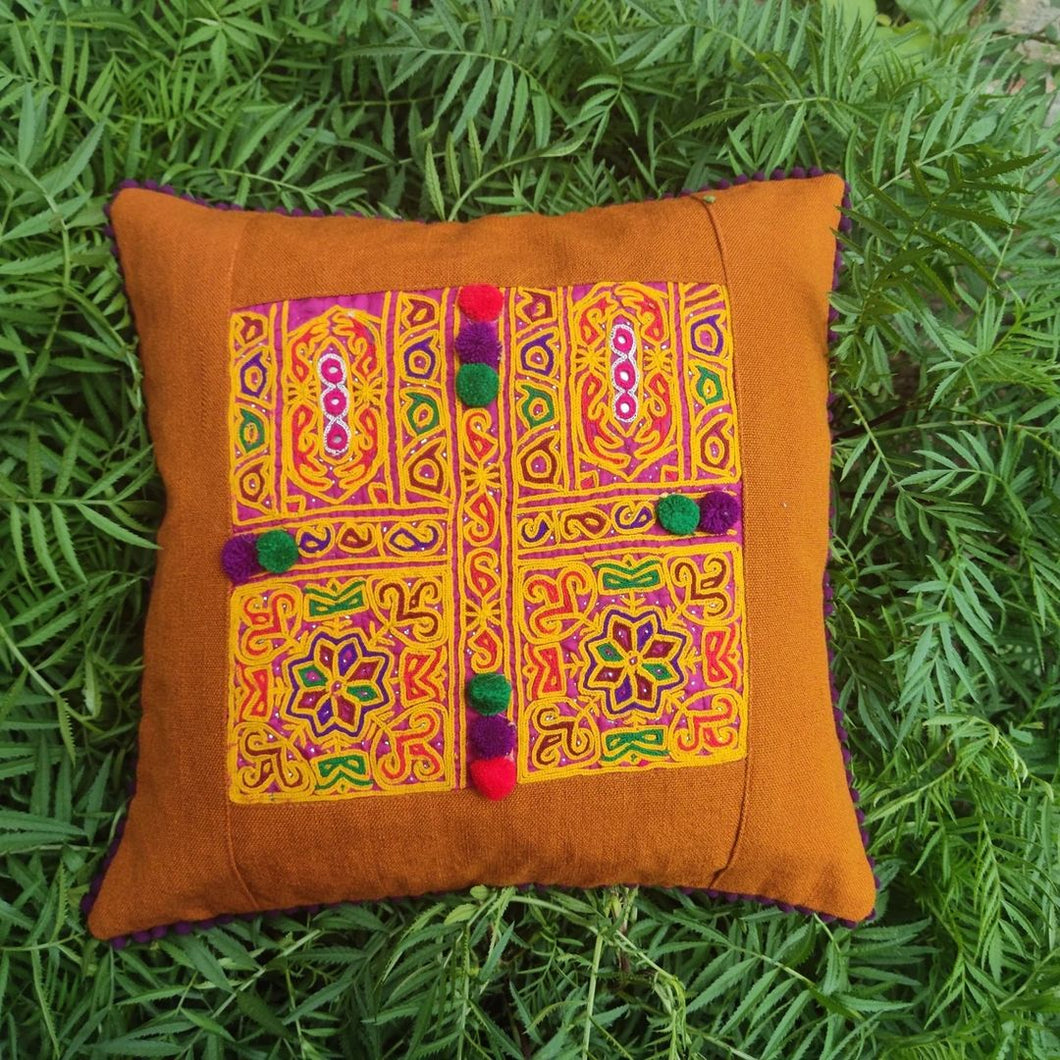 Rust Yellow Handmade Cushion Cover | 15x15 Size