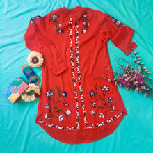 Load image into Gallery viewer, Tabeer - Orange Stitched Open Shirt
