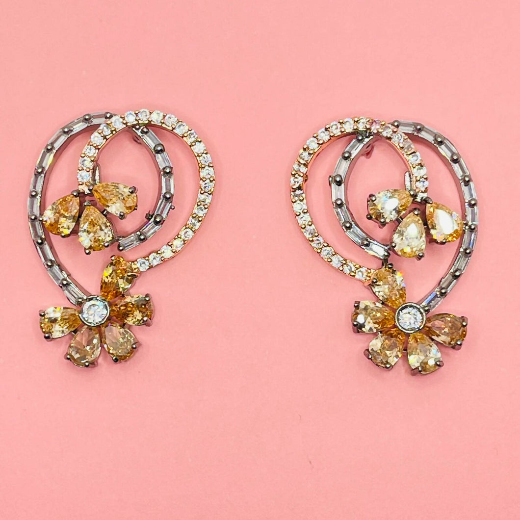 Sun Spirals-Zircon and Topaz Earrings