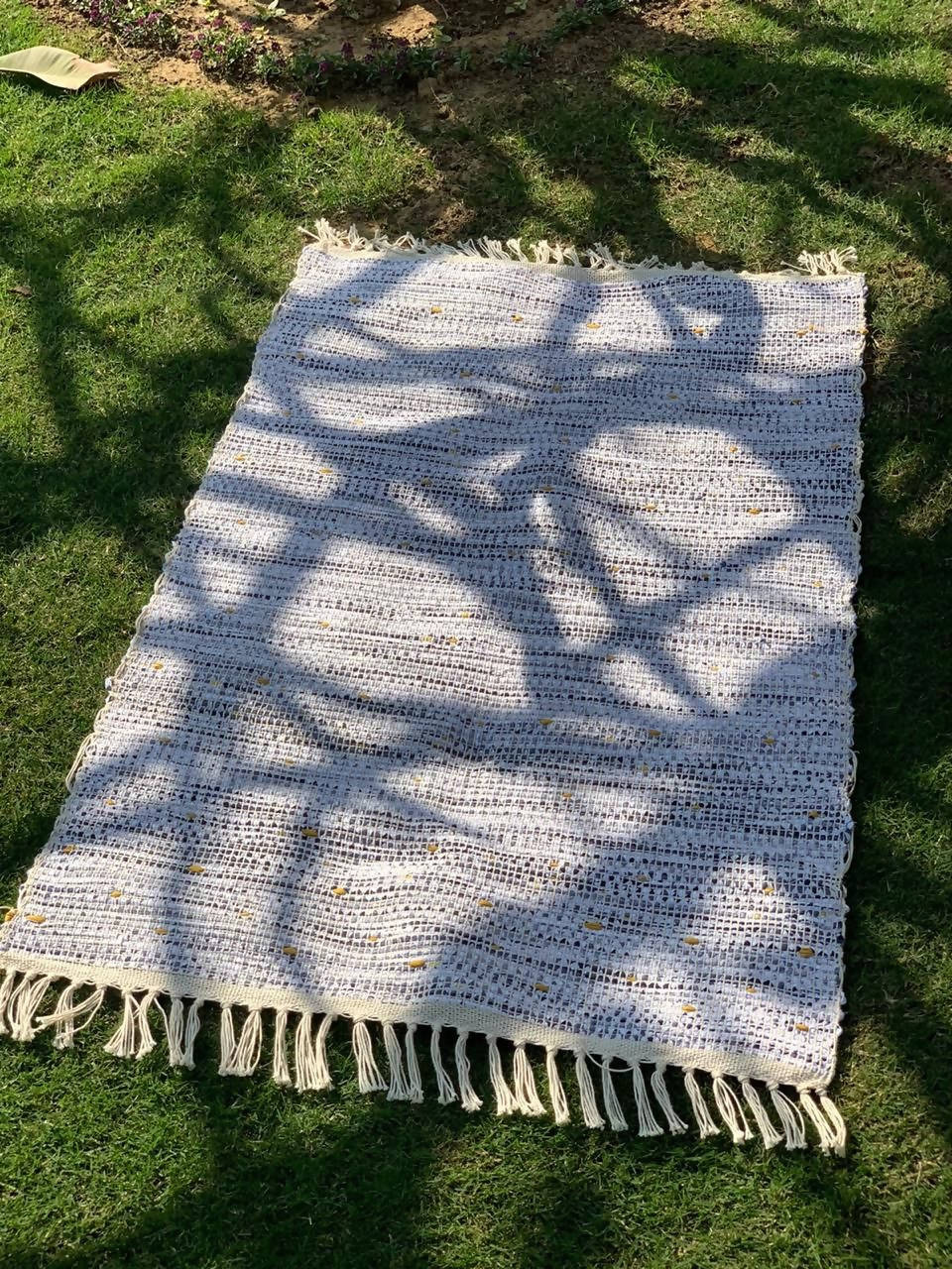 Dotted Yellow - Recycled, Handwoven Rug - 2’x4’