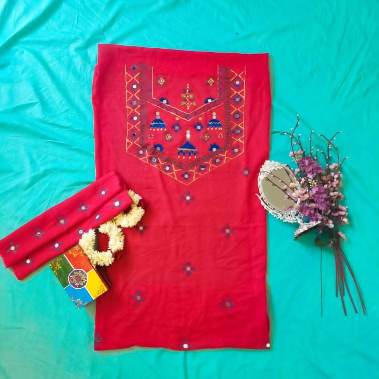 Sang e Maah - Red Unstitched Shirt