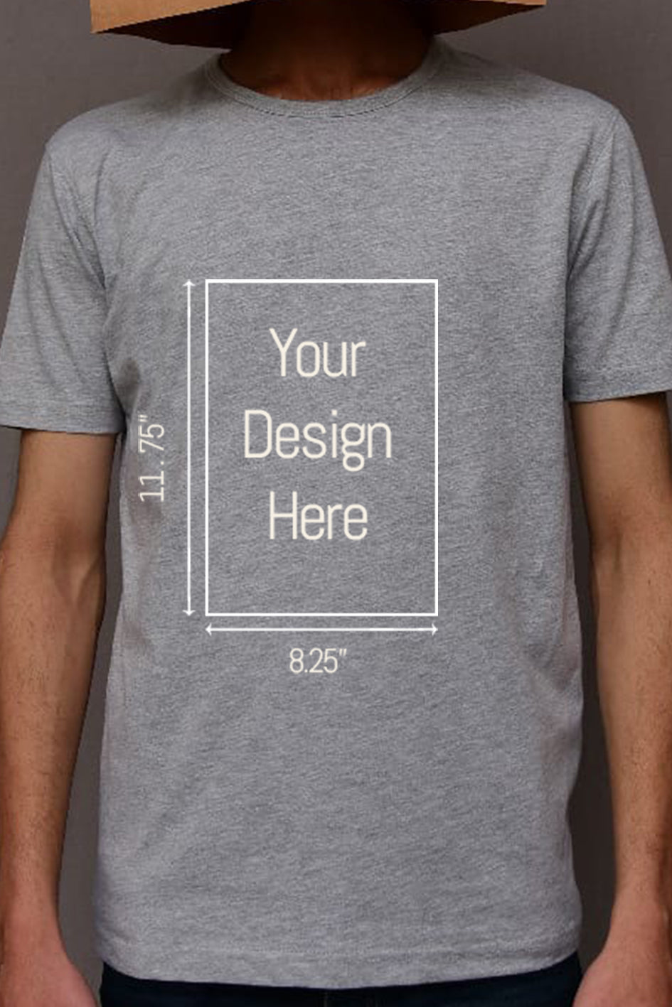 Custom Heather Grey Uni-sex Shirt with Personalized A4 Size Front Printing