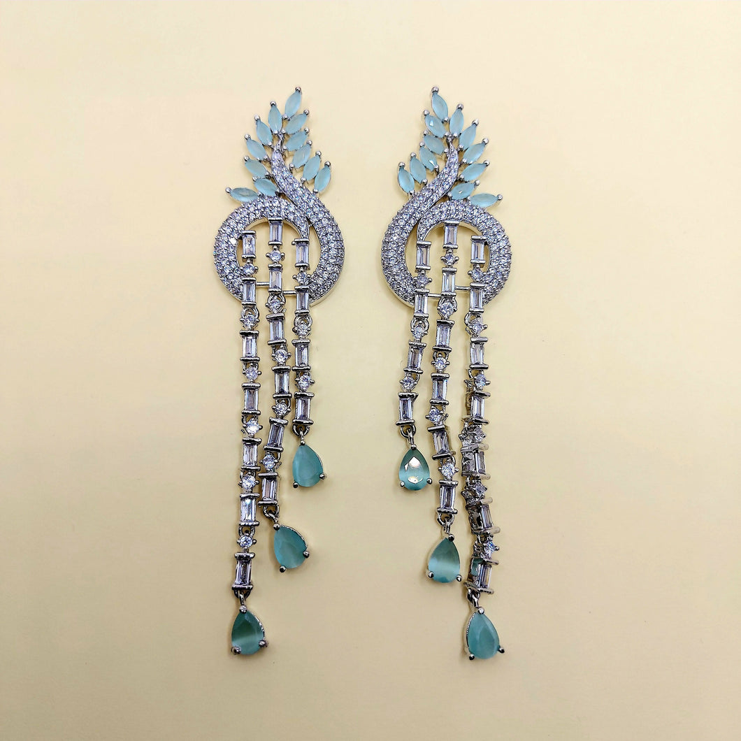 Celeste-Zircon and Aqua Dangling Earrings