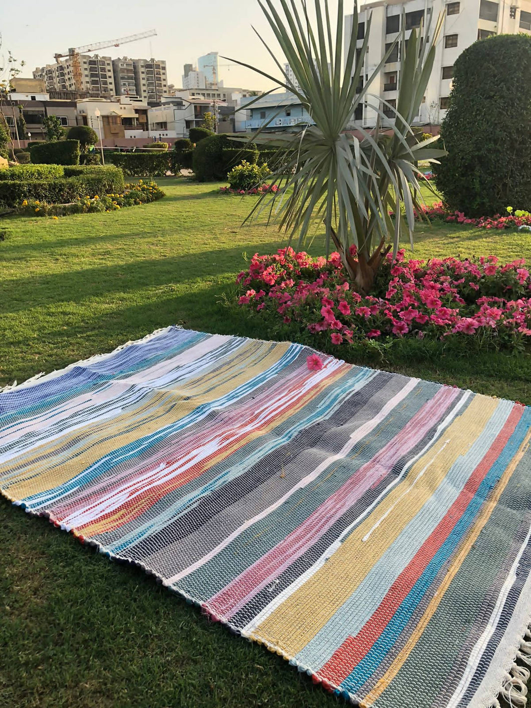 Multicoloured Recycled, Handwoven Rug - 4ft x 7ft
