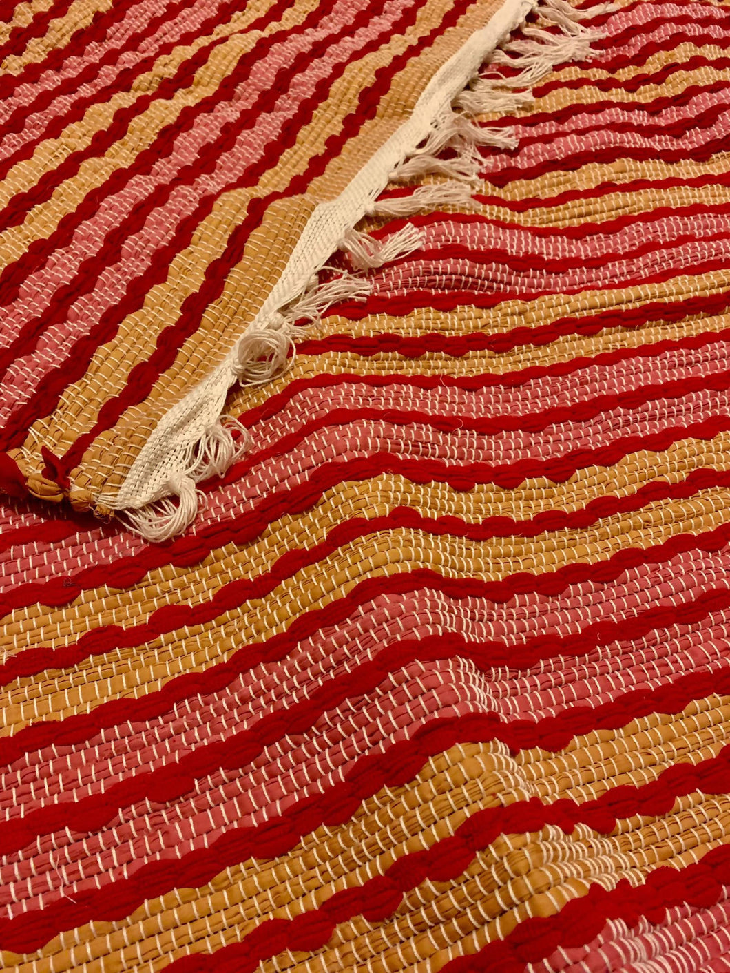 Red & Yellow Recycled, Handwoven Rug - 4ft x 7ft