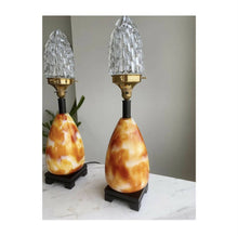 Load image into Gallery viewer, Pair of Mid-Century Modern Flame Glass Lamps 
