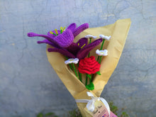 Load image into Gallery viewer, Crochet Bouquet| 2 Lily 1 Rose 4 small flowers
