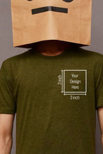 Load image into Gallery viewer, Custom Olive Green Uni-sex Shirt with Personalized 3 inch Chest Printing
