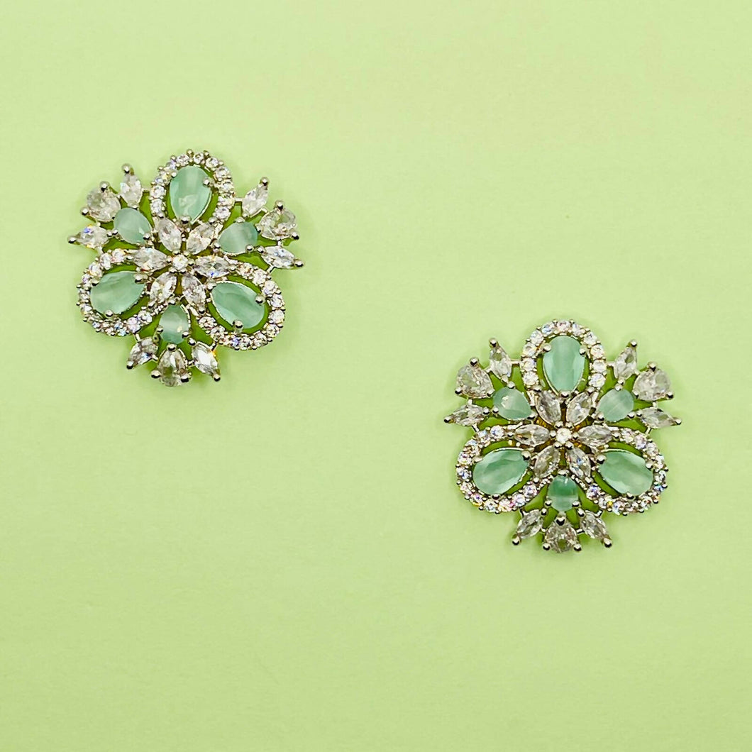 Blue Bird Clover-Zircon and Aqua Studs