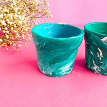Load image into Gallery viewer, Teal Blue Marbled Terracotta Pots
