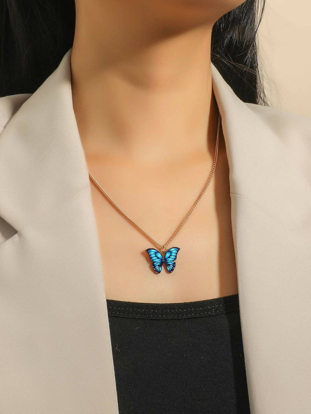 Trendy Butterfly Pendant Necklaces in 4 different colors