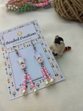 Load image into Gallery viewer, Dangle Pearl Earrings in Pink | 2 Beautiful Styles | Star Earrings | Heart Earrings| Barbie Theme Earrings
