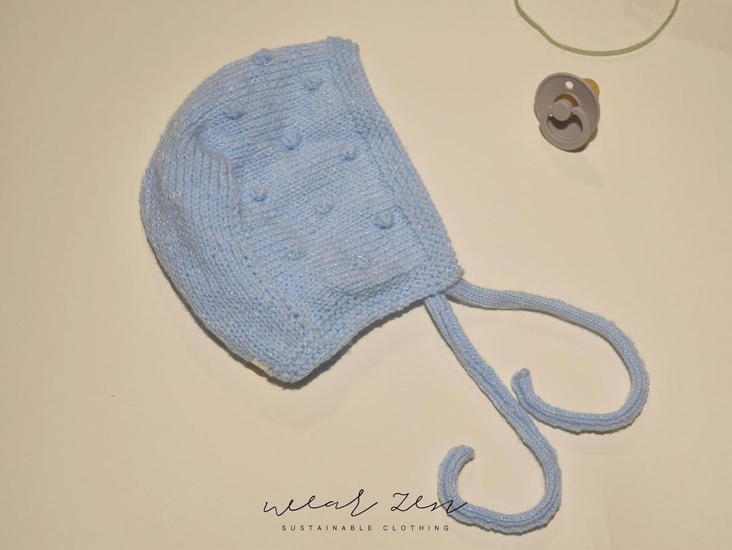 The Pastel Blue Popcorn | Handknitted Bonnets for Kids