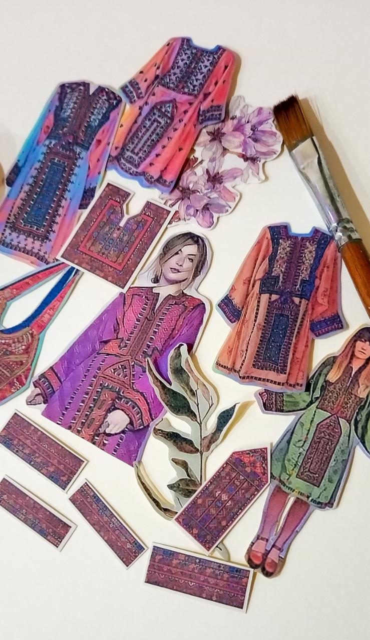 Balochi Culture Dresses Stickers - 9 pcs