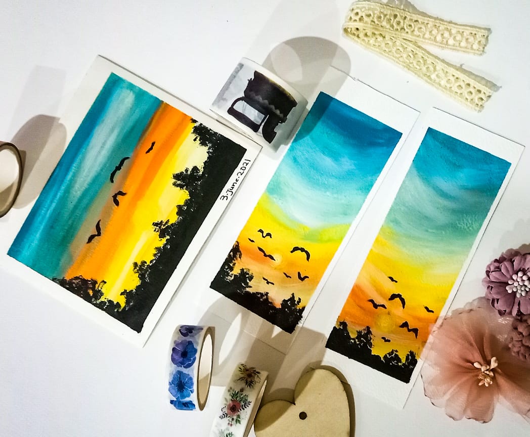 Sunset- Oil Painted Bookmarks and Painting