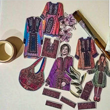 Load image into Gallery viewer, Balochi Culture Dresses Stickers - 9 pcs
