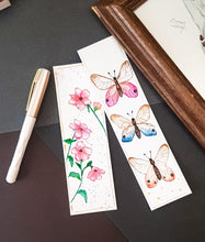 Load image into Gallery viewer, Flower and Butterflies - Watercolor bookmark
