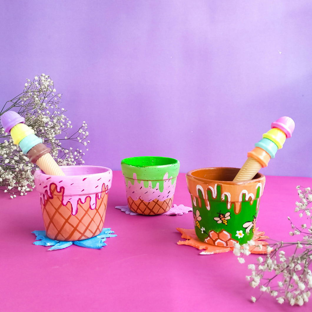 Ice Cream Theme Hand-painted Terracotta Pots