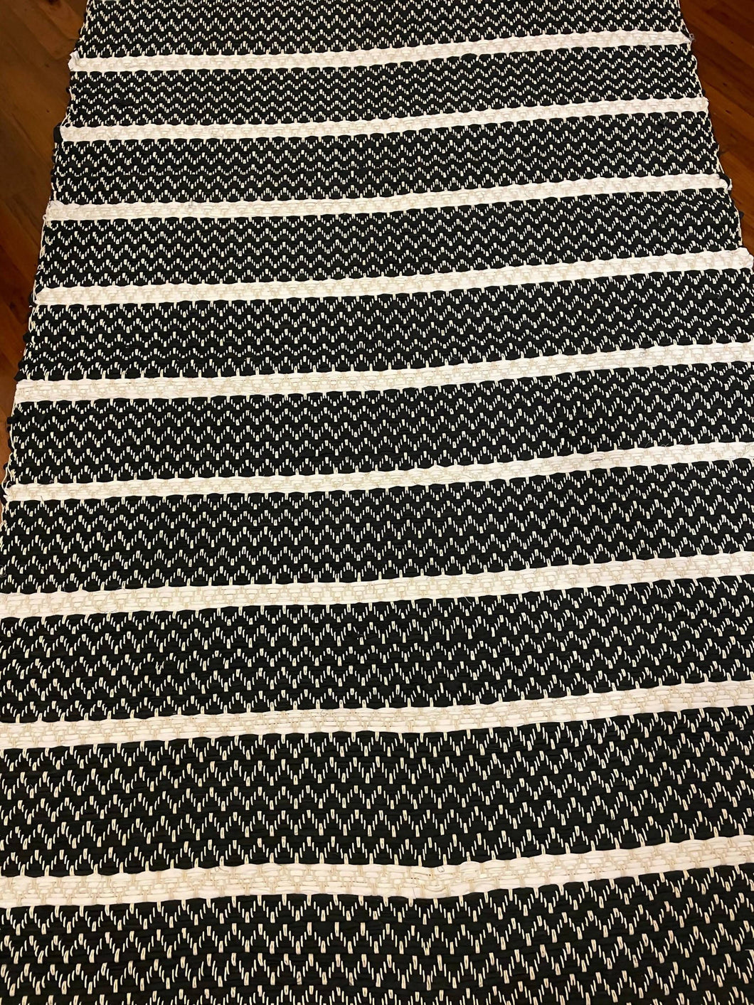 Black & White Recycled, Handwoven Rug - 4’x7’