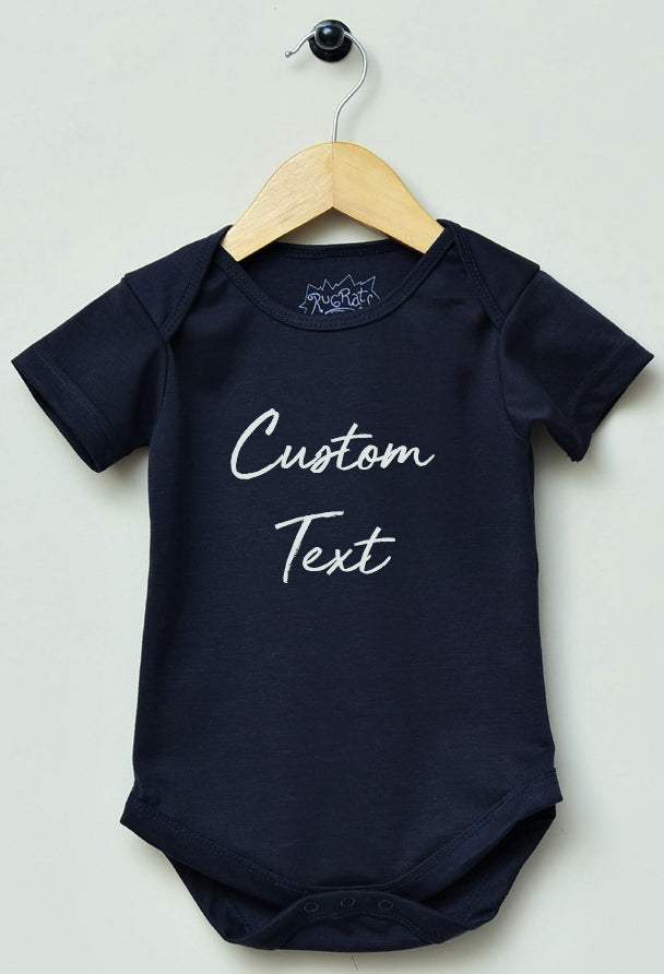 Customised Black Uni-sex Romper For Kids Age 0 to 18 Months - Extra Soft Fabric - Export Quality