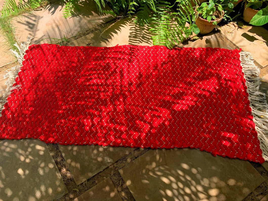 Red Recycled, Handwoven Rug