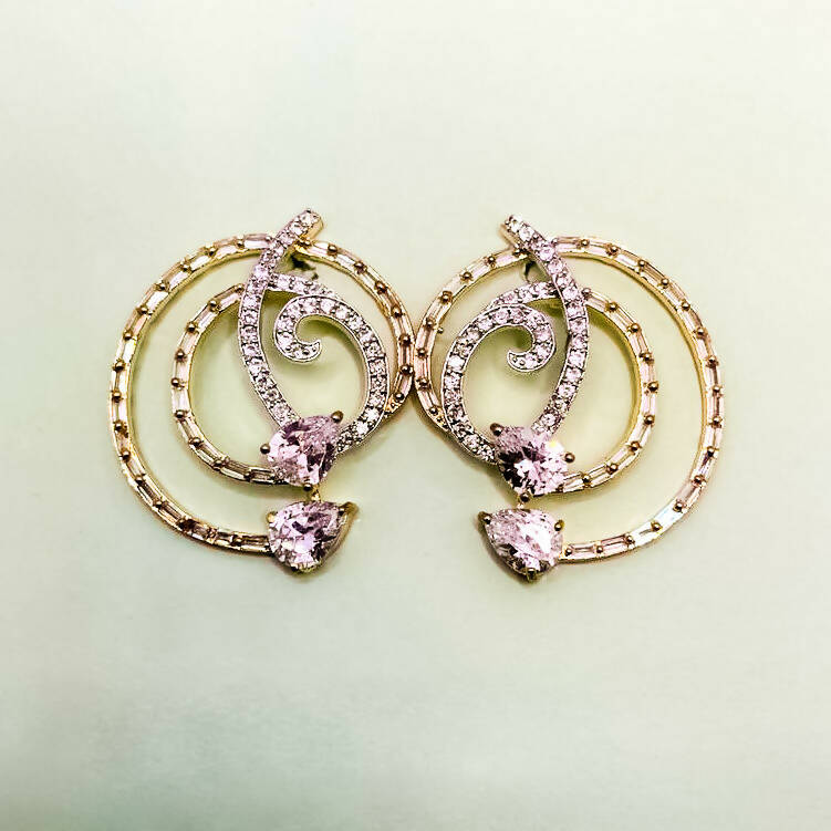 Athena-Pear Shaped Zircon Spiral Earrings
