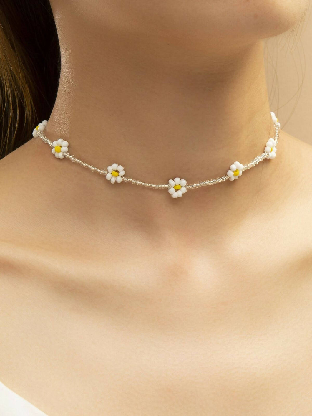 Beaded Daisy Choker Necklaces for Her