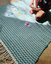 Load image into Gallery viewer, Teal Spots - Recycled, Handwoven Rug - 3&#39;x7&#39;
