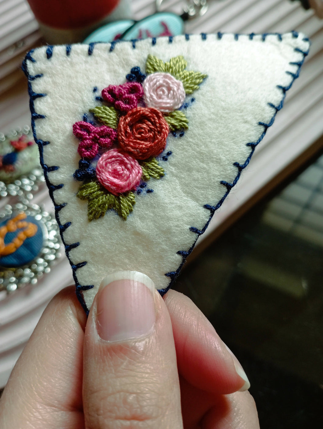 Embroidered Flower Bookmark