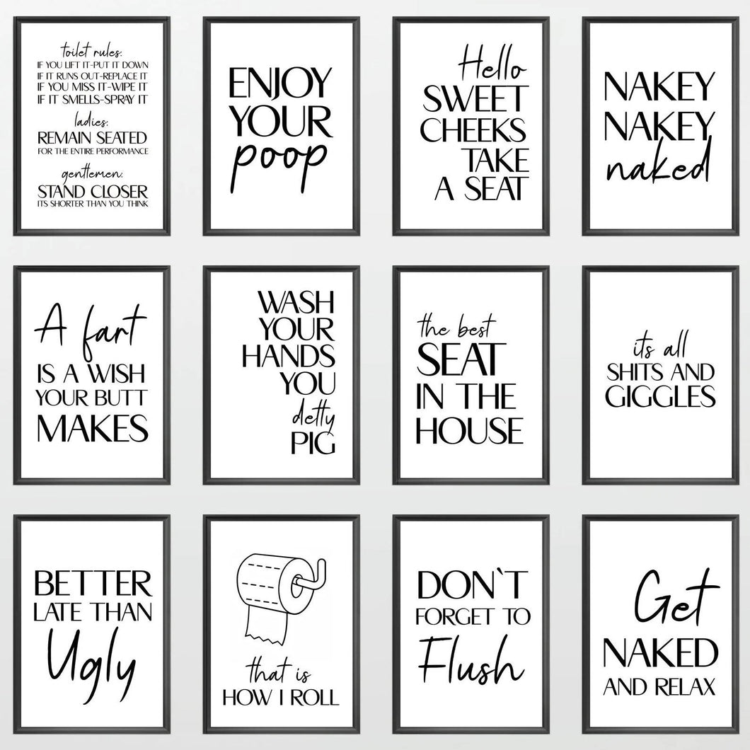 Bathroom Print Poster Home Decor - Housewarming Gift - Minimalist Funny Prints