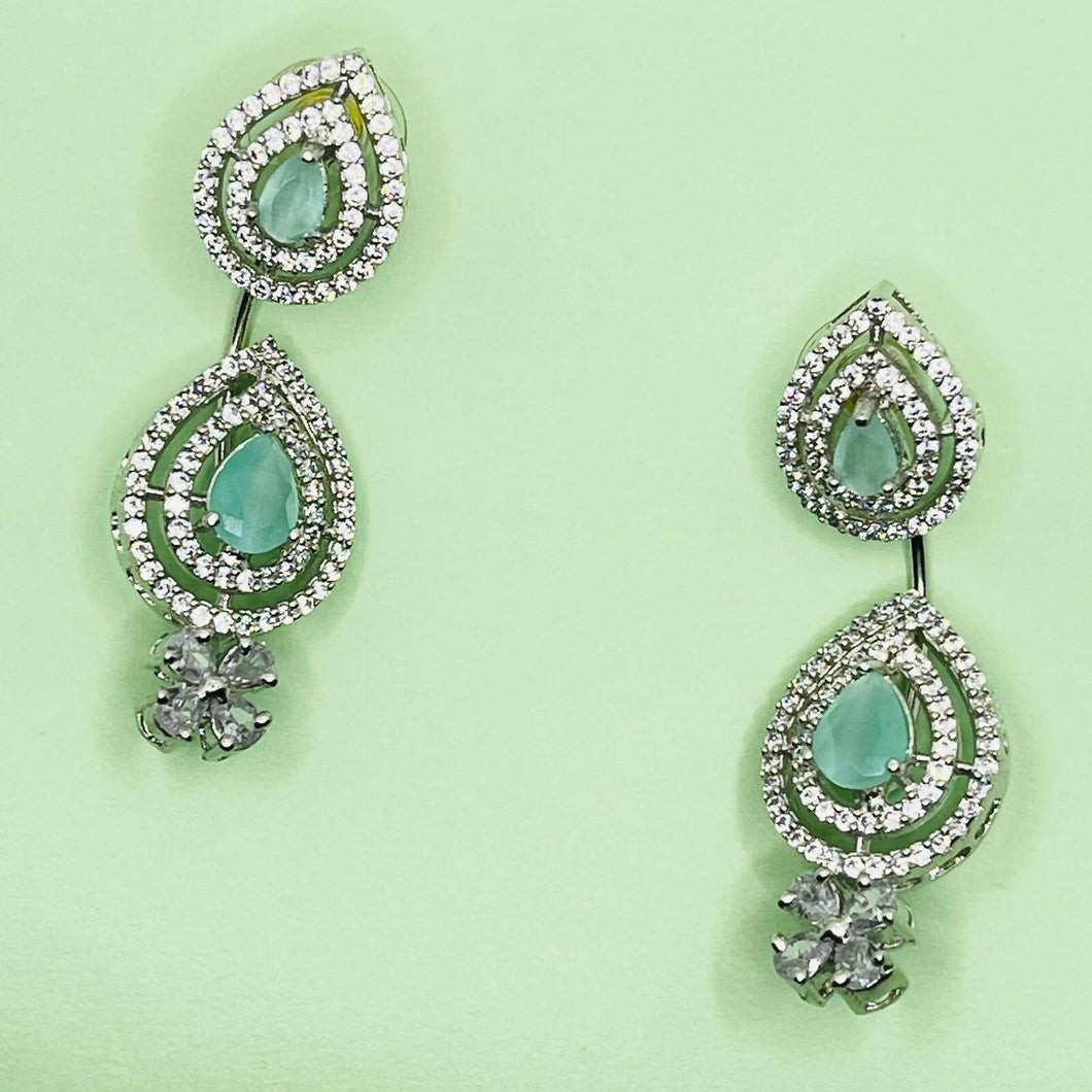 Pear Mints-Double Studded Mint Quartz Earrings