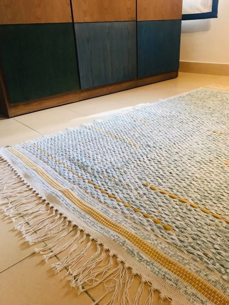 Yellow Accents - Recycled, Handwoven Rug - 2'x4'