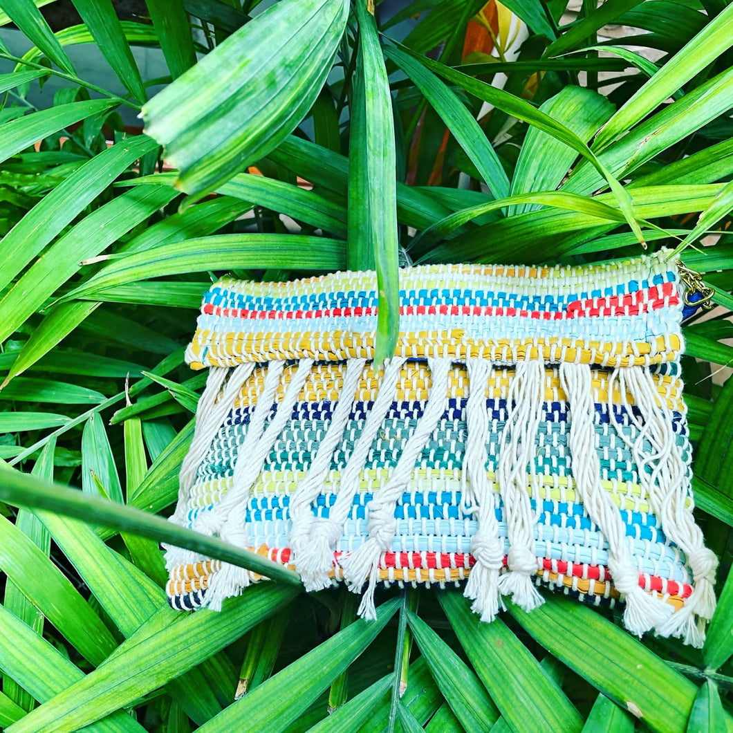Multicoloured & Fringed - Recycled, Handwoven Clutch Bag