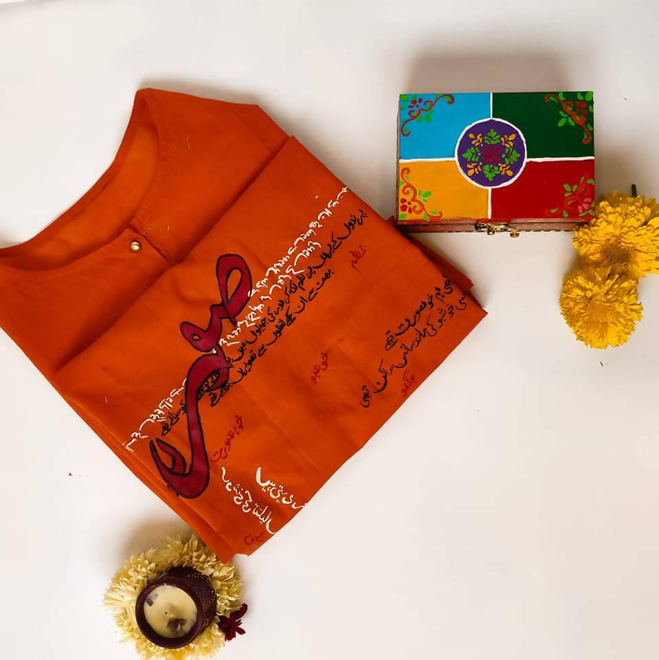 Khobsurat - Orange Stitched Shirt